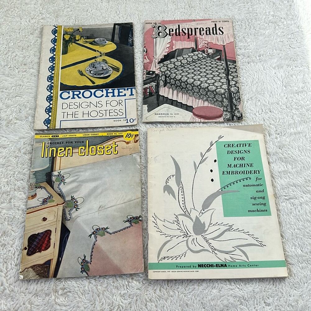 Clarks Magnolia vintage crochet magazines 50s 30s 40s - machine embroidery‎